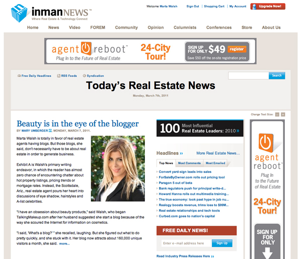 Scottsdale REALTOR Marta Walsh Featured in Inman News