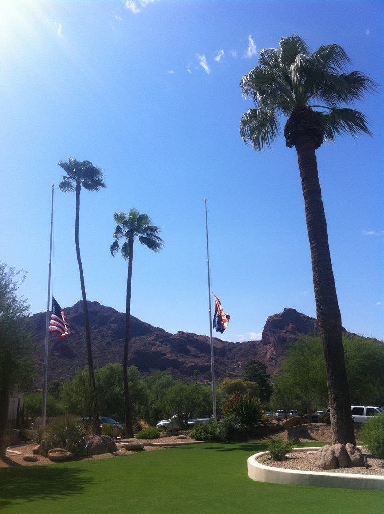 Flags at Half Mast in Paradise Valley, Arizona.