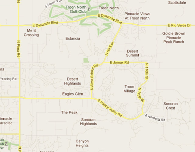 Map of North Scottsdale Subdivisions