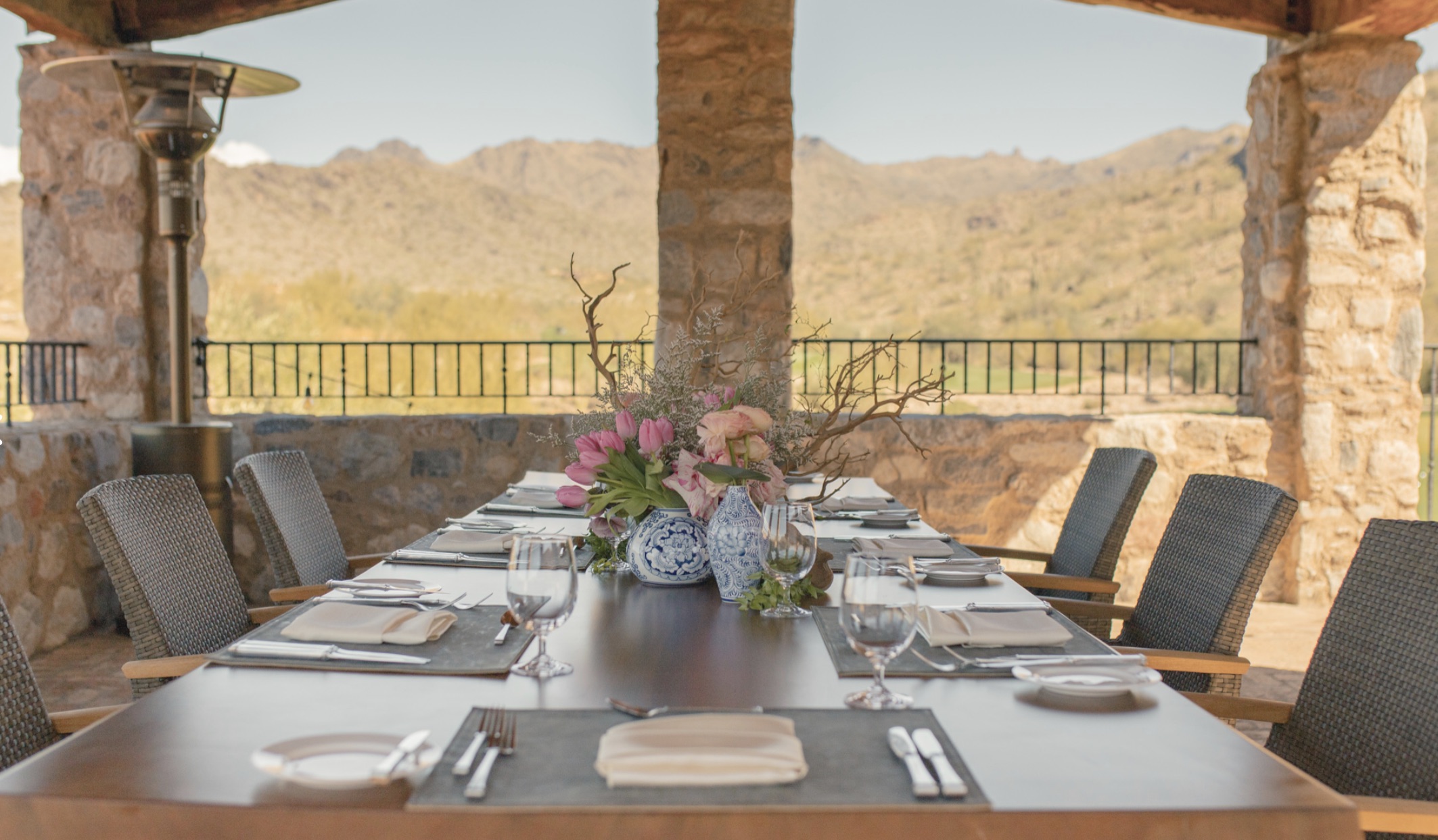 Silverleaf Club patio dining with string lights